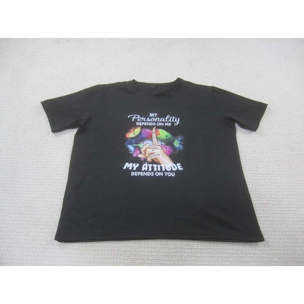 My Personality Depends On Me Shirt Womens Medium Black Attitude‎ Tee Butterfly